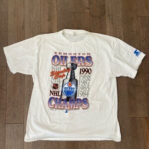 Vintage 1990‎ Edmonton oilers Stanley cup champs starter t shirt size XL